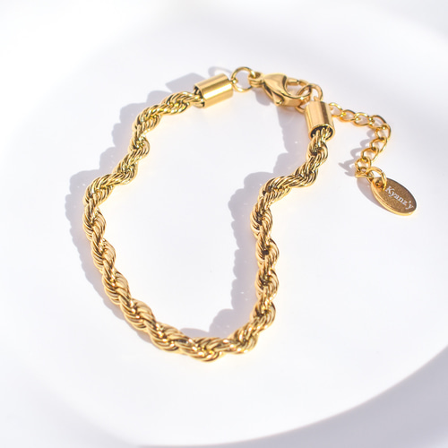 18K ツイストチェーン ブレスレット つけっぱなしOK♡/kyanzyツイストチェーンブレスレット/316L/18K