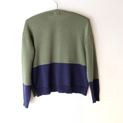 早春・秋冬バイカラーセーター（Green&Navy) 6枚目の画像