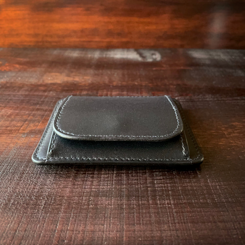 小銭 ＆ カード》ミニマルレザーウォレット（ブラック）ミニ財布