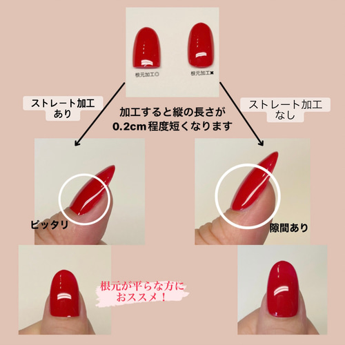 親指根本のストレート加工について ネイルチップ（つけ爪） agnail722