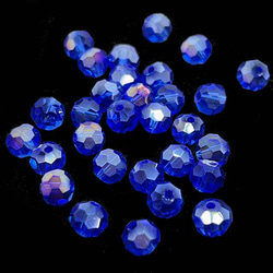 【30顆】圓形切割玻璃珠★6mm/極光藍★圓形切割珠 多面切割 第2張的照片