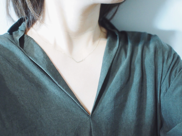 送料無料 【K18YG】星の線　V字ネックレス / 槌目 / mini  ゴールド K18　gold 18金 8枚目の画像