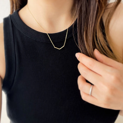 送料無料 【K18YG】星の線　V字ネックレス / 槌目 / mini  ゴールド K18　gold 18金 3枚目の画像