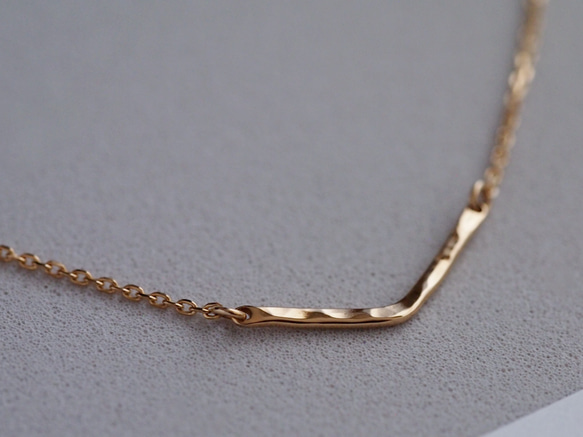 送料無料 【K18YG】星の線　V字ネックレス / 槌目 / mini  ゴールド K18　gold 18金 7枚目の画像