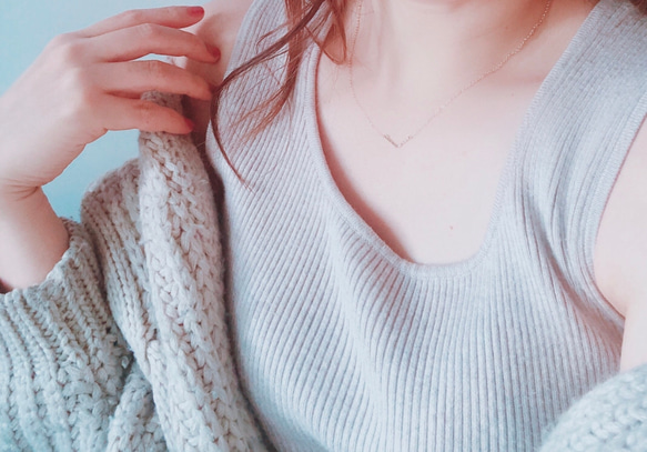 送料無料 【K18YG】星の線　V字ネックレス / 槌目 / mini  ゴールド K18　gold 18金 11枚目の画像