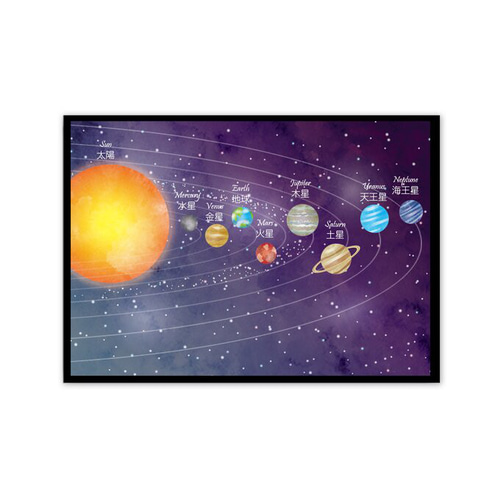 花火と、宇宙「オリジナルイラスト絵画」A4サイズ