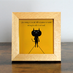 【額付き】 北欧　ネコ　猫　絵　絵画　アート　ポスター　黒猫　イラスト　グッズ　猫モチーフ　雑貨「ねこのひげ　0039」 1枚目の画像