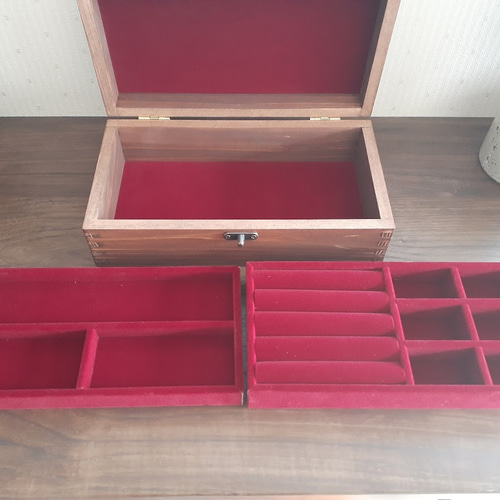 ジュエリーケース木製赤ベルベット