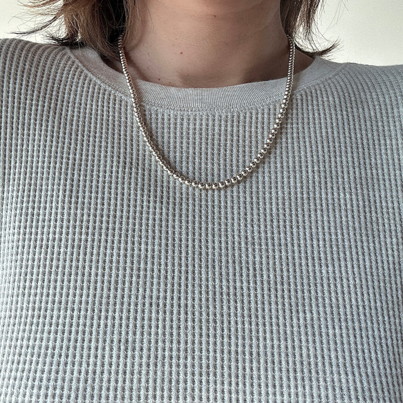 ナバホパール4mm玉50cmネックレス✶シルバー925silver ナバホパール4mm玉50cmネックレス✶シルバー925silver