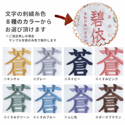 【2024新作・スタンド付】小さな刺繍命名タペストリー《ボタニカル/ホワイト/寒色》名前旗 命名書 ひな祭り 名前札 5枚目の画像