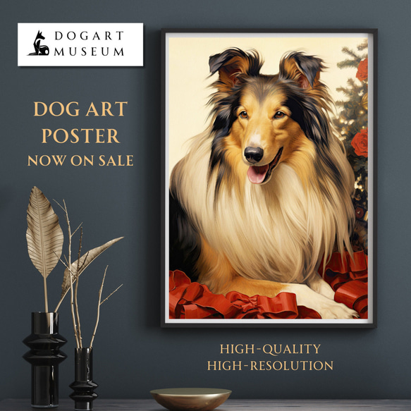 絵画　犬 博識 - ラフコリー犬 No.3】ジークレー版画＊名入れOK！ アート