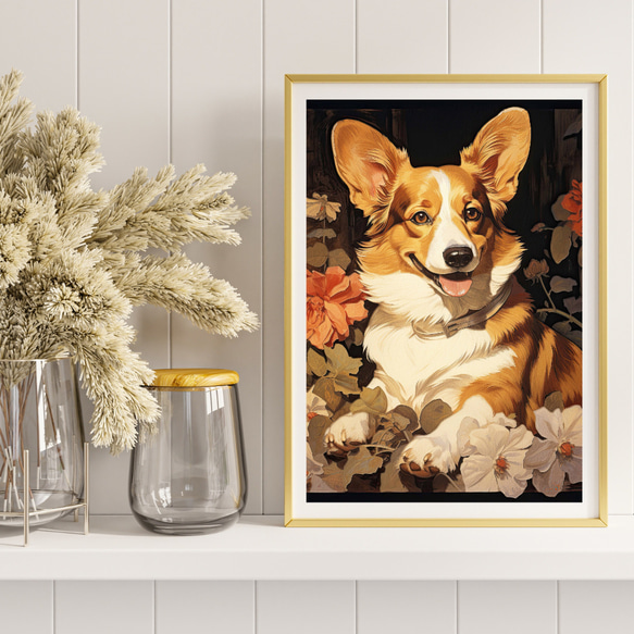 【博識 - ウェルシュコーギー犬 No.1】 アートポスター 犬の絵 犬の絵画 犬のイラスト 8枚目の画像