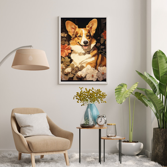 【博識 - ウェルシュコーギー犬 No.1】 アートポスター 犬の絵 犬の絵画 犬のイラスト 7枚目の画像