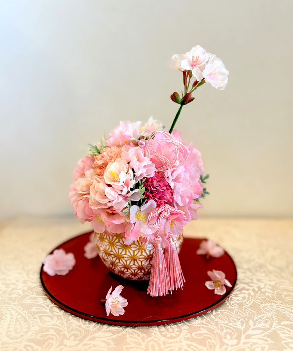 ふんわりピンクの桜アレンジ ひな祭り 桃の節句 アートフラワー