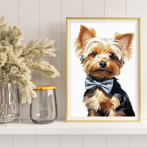 博識 - ヨークシャーテリア犬 No.1】ジークレー版画＊名入れOK