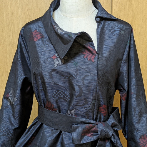 SOLD 着物リメイク ワンピース 大島紬 L〜LL ワンピース さらあお 通販