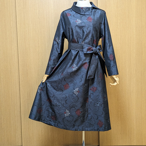 SOLD 着物リメイク ワンピース 大島紬 L〜LL ワンピース さら