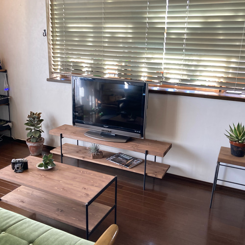 鉄と無垢材のTVボード｜幅120cm｜受注制作 テレビ台・テレビボード