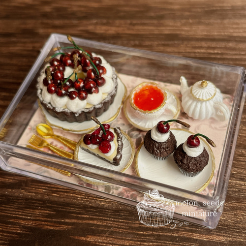 ダークチェリーのスイーツセット ミニチュアスイーツ その他雑貨