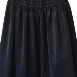 【即納】コーデュロイ ギャザースカート（ブラック・黒）モノトーン 5枚目の画像