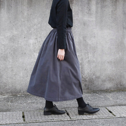 【即納】コーデュロイ ギャザースカート（チャコール）グレー 灰色 3枚目の画像