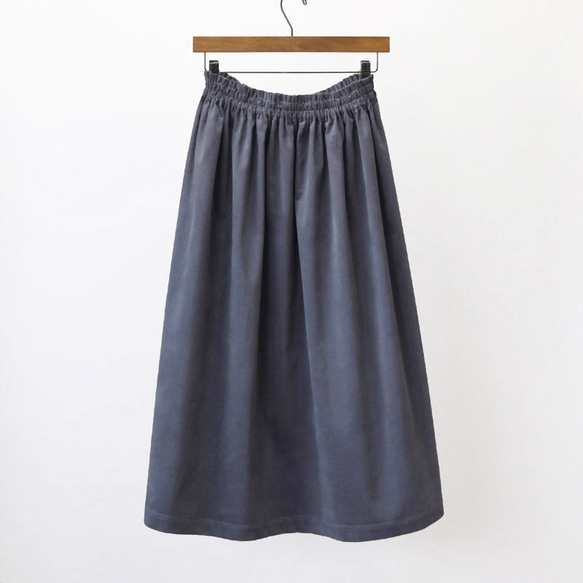 【即納】コーデュロイ ギャザースカート（チャコール）グレー 灰色 1枚目の画像
