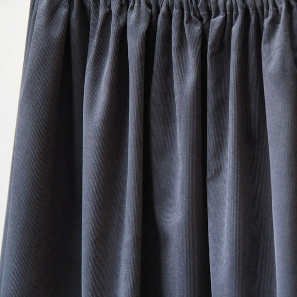 【即納】コーデュロイ ギャザースカート（チャコール）グレー 灰色 7枚目の画像
