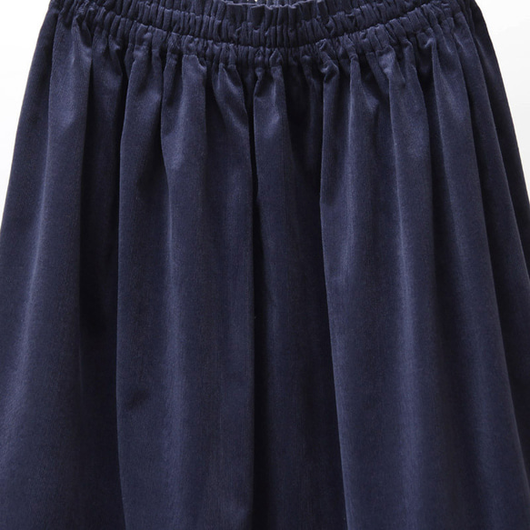 【即納】コーデュロイ ギャザースカート（ダークネイビー）紺 ネイビー 5枚目の画像