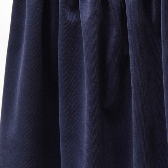 【即納】コーデュロイ ギャザースカート（ダークネイビー）紺 ネイビー 7枚目の画像