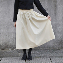 【即納】コーデュロイ ギャザースカート（アイボリー）白 ホワイト 4枚目の画像