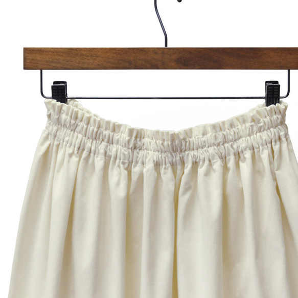 【即納】コーデュロイ ギャザースカート（アイボリー）白 ホワイト 5枚目の画像