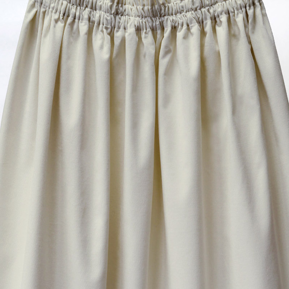 【即納】コーデュロイ ギャザースカート（アイボリー）白 ホワイト 6枚目の画像