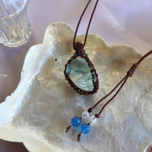 ペンダントトップ ネックレス 天然石 金属アレルギー対応 マクラメ