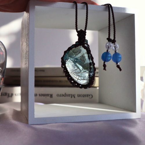 ペンダントトップ ネックレス 天然石 金属アレルギー対応 マクラメ