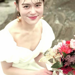 ブライダルピアス 結婚式　花嫁 ブライダルイヤリング 真鍮ピアス ウェディング ブライダル　ゴールドフラワー ヘアピン 8枚目の画像
