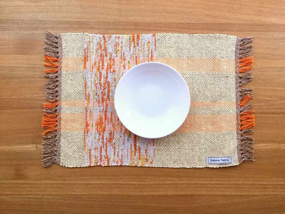 らんちょんまっとページ 裂き織り」ランチョンマット 【イエロー✽オレンジ】 ランチョン