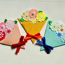 かわいい花束のメッセージカード☆ミニ　３色セット 1枚目の画像