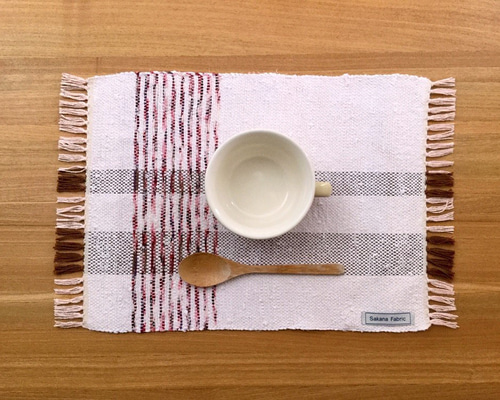 裂き織り」ランチョンマット 【ホワイト✽ピンク】 ランチョンマット