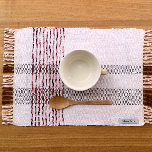 裂き織り」ランチョンマット 【ホワイト✽ピンク】 ランチョンマット