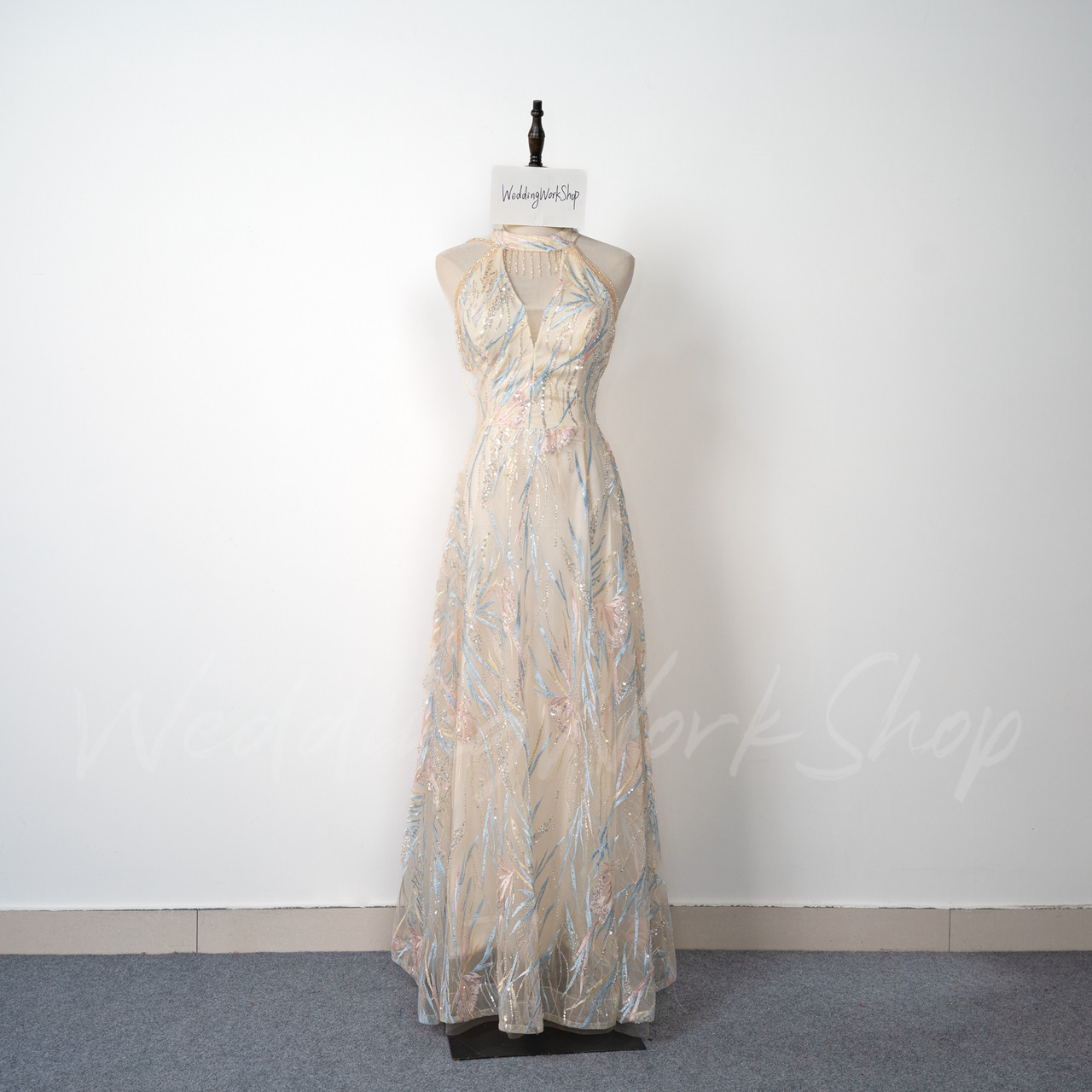 魅惑的な 手縫いスパンコール カラードレス ビジュー /コパーティー/音楽会 演凑会 花嫁G0042