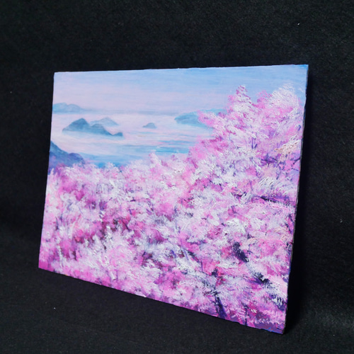 手描き　原画　光　春　一点物 一点物】春の光を飾る。油絵原画【春の瀬戸内、淡い夢】肉筆一点物