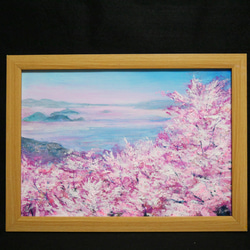 油絵 油彩 油彩画 絵 絵画 【海の桜】 1枚目の画像