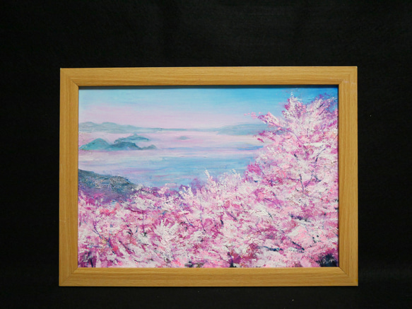 油絵 油彩 油彩画 絵 絵画 【海の桜】 1枚目の画像