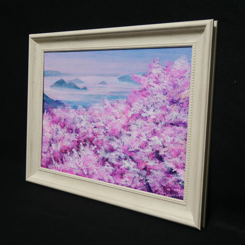 油絵 油彩 油彩画 絵 絵画【海に舞う桜】 油絵 油彩 油彩画 絵 絵画 【海の桜】 絵画 HR 通販 17204166