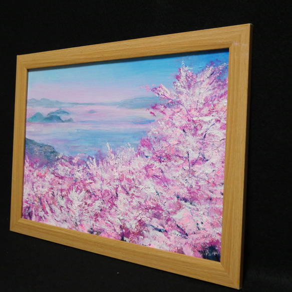 油絵 油彩 油彩画 絵 絵画 【海の桜】 2枚目の画像