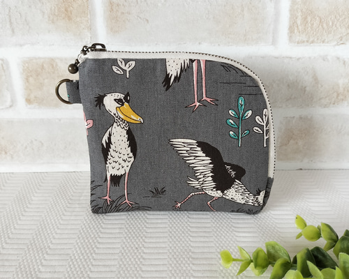 L字ファスナーポーチ コンパクト ミニ財布 小さな小物入れ 布ポーチ