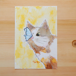 ひよこと子猫と蝶々　アクリル画 c413017057b019930fd9d952e5fd97