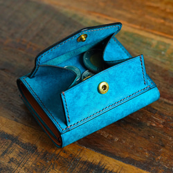 三つ折り財布  [ イタリアンレザーターコイズ ] ミニ財布 コンパクトウォレット 10枚目の画像