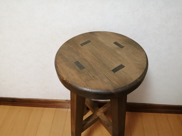 【ほぞ組】木製スツール　高さ35cm　丸椅子　stool 4枚目の画像