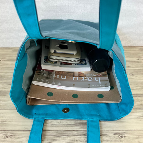 縦長トートバッグ ミネラルブルー 青緑 帆布 Lサイズ 倉敷帆布